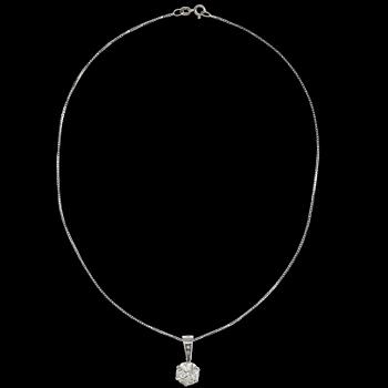 HÄNGE, 18K vitguld. Antikslipad diamant ca 3.1 ct. J/vs
Intyg SJL.