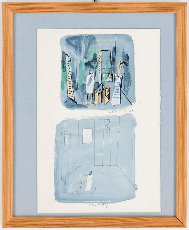 MADELEINE PYK, gouache, signerad.