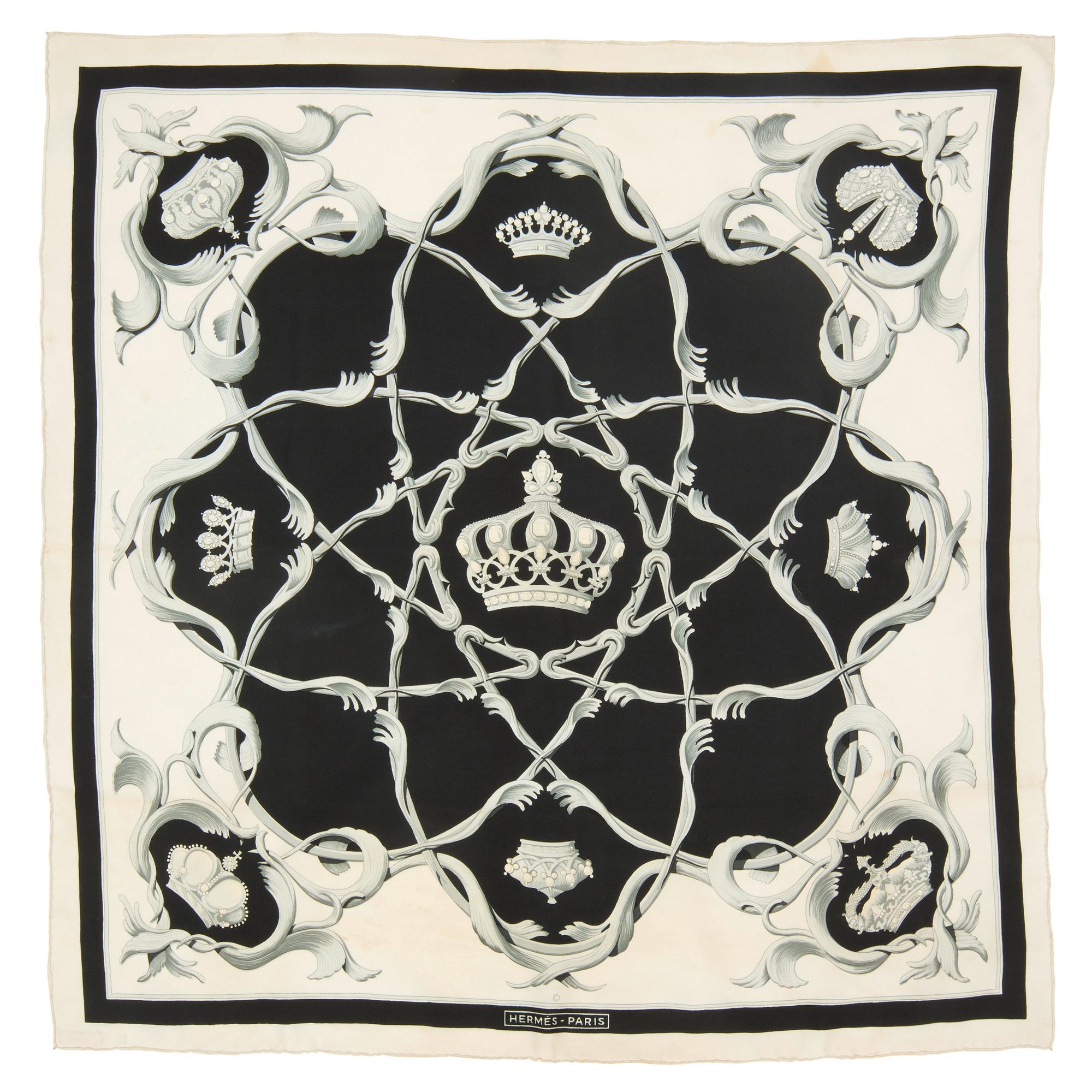 HERMÈS, a silk scarf, "Crowns / Couronnes".