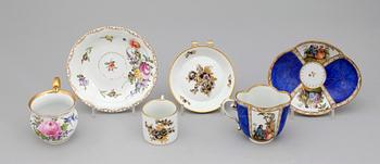 KAFFEKOPPAR, 3 st, porslin, Meissen, 1900-tal.