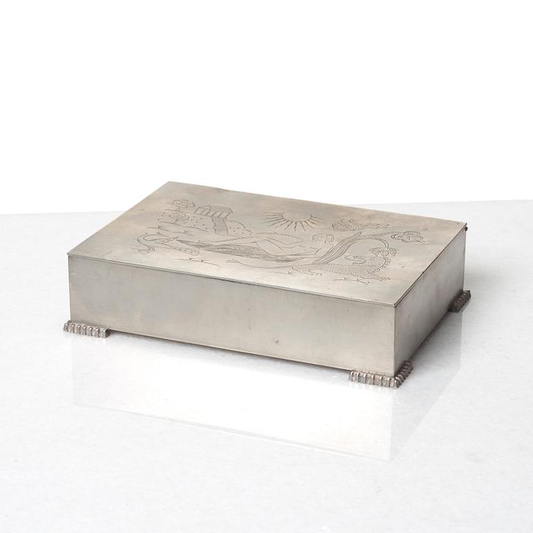 Nils Fougstedt, atributed to, a pewter box, Svenskt Tenn, Stockholm 1935.