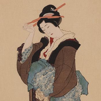 KATSUSHIKA HOKUSAI (1760–1849), efter, färgträsnitt. Japan, troligen 1900-tal.