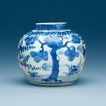 1670. A blue and white jar, Ming dynasty Wanli (1573-1620).