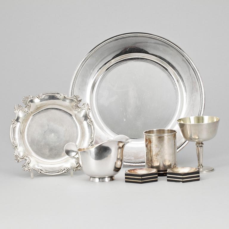 PARTI SILVER, 7 delar, bla St Petersburg 1850, totalvikt ca 850 gram.