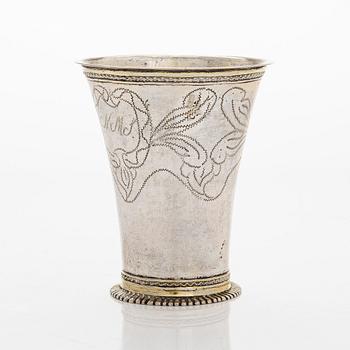 A Swedish 18th century parcel-gilt silver beaker, mark of Martin Bernström, Härnösand (active 1742-1779 (1782)).