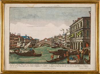 KOPPARSTICK, 5 st, handkolorerade. 1700-tal.