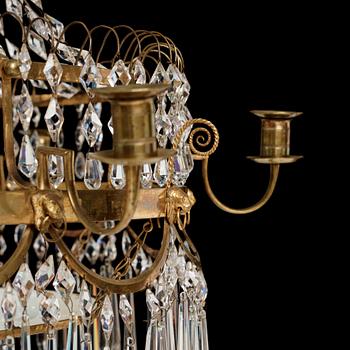 A late Gustavian early 19th Century seven-light chandelier.