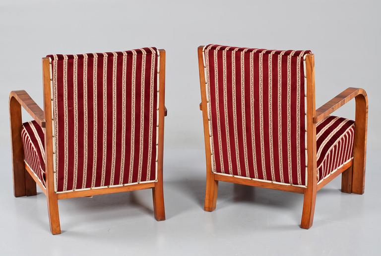 FÅTÖLJER, ett par, art deco, 1900-talets andra kvartal.