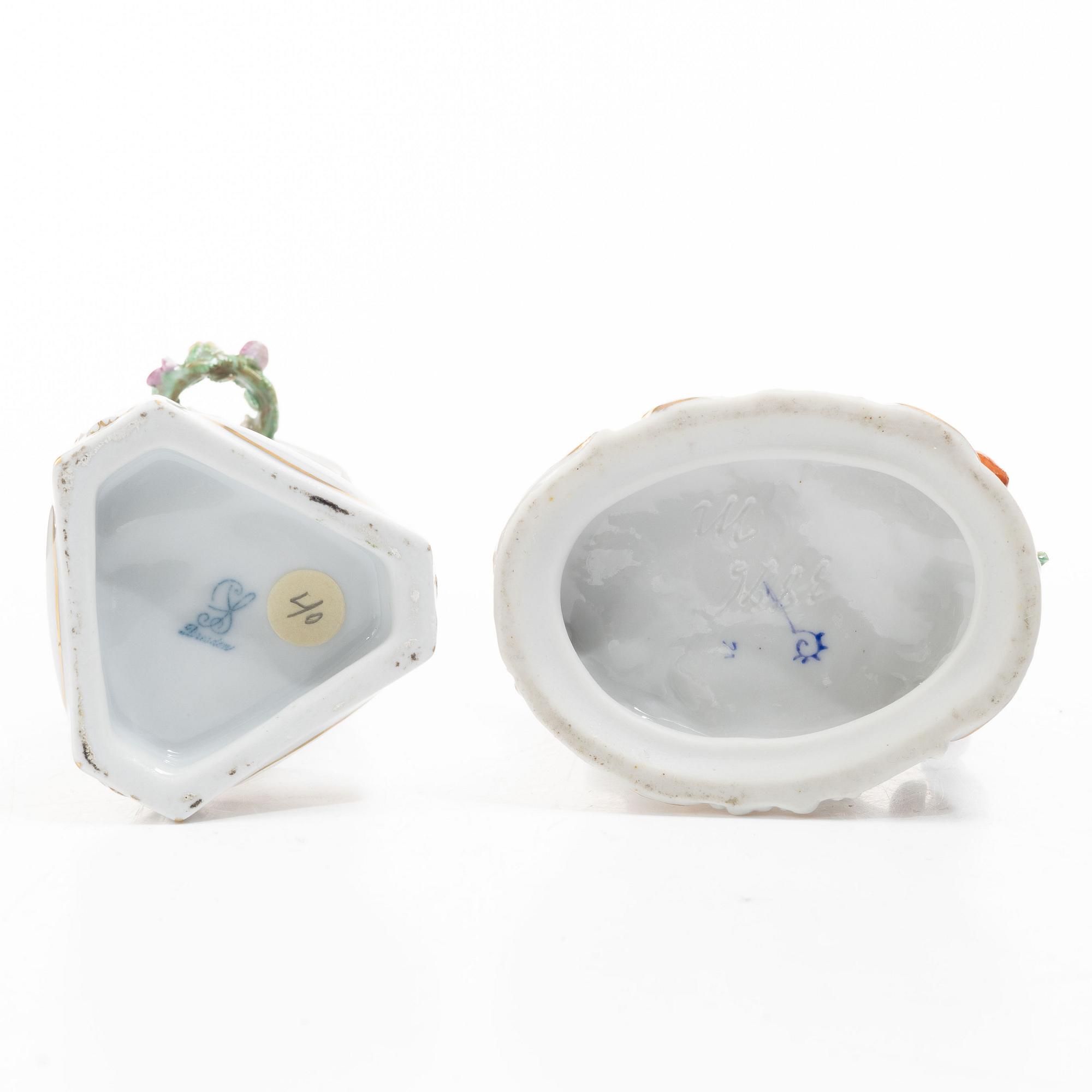 Two German porcelain figures, one Dresden, 1900s.