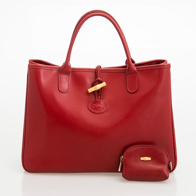 Longchamp, a leather 'Roseau' bag and coin pouch.