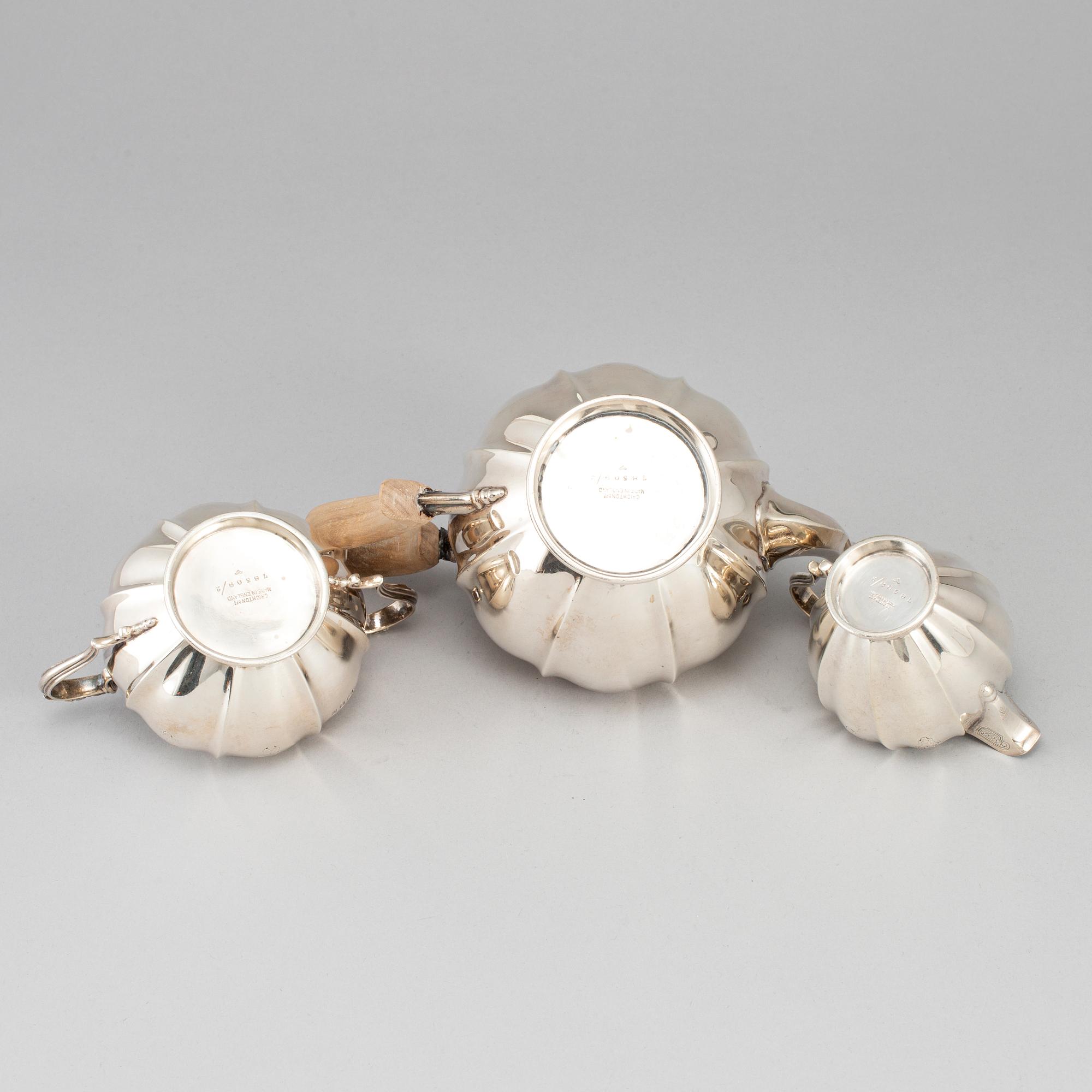 Crichton & Co Ltd, teservis, tre delar, silver, London 1925.