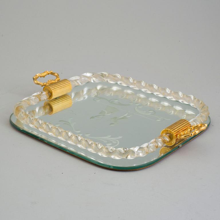 A second haf of the 20th century glass tray, probably Murano, Venice, Italy.