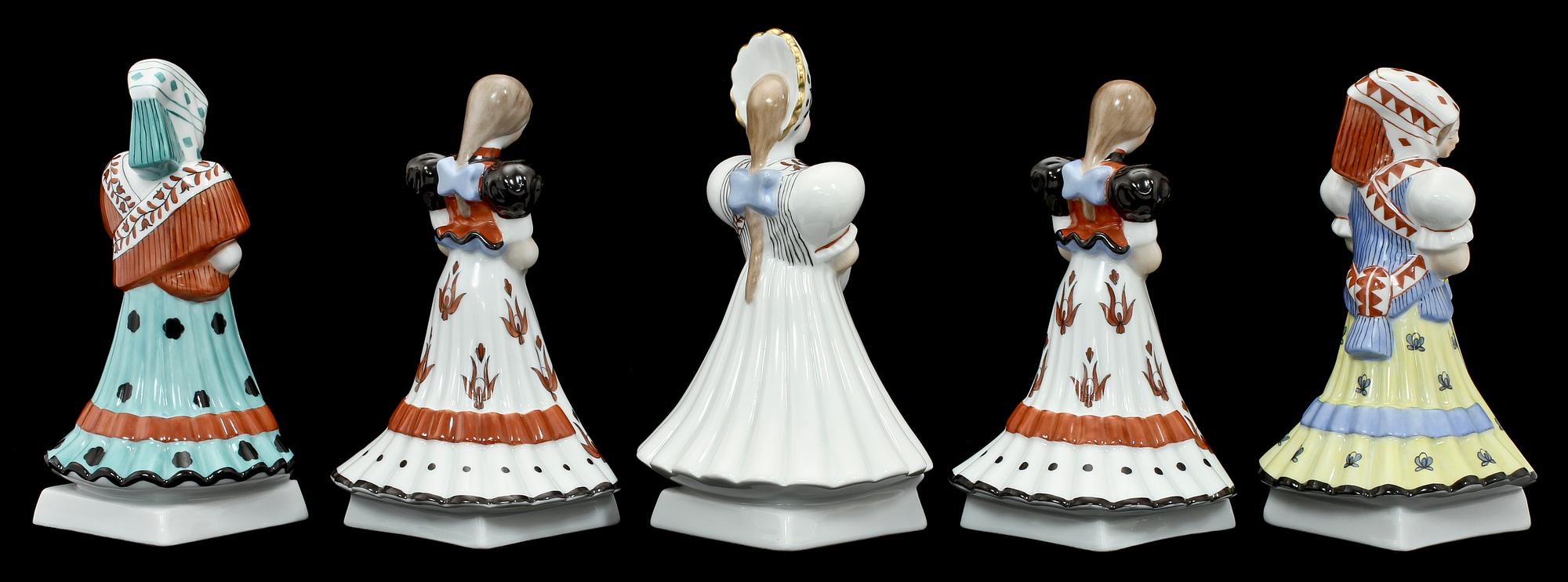 FIGURINER, 15 st, porslin, Herend, Ungern, 1900-talets andra hälft.