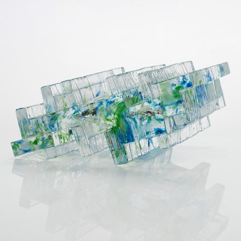Helena Tynell, glasskulptur, "Skog", signerad Helena Tynell Riihimäen Lasi Oy.