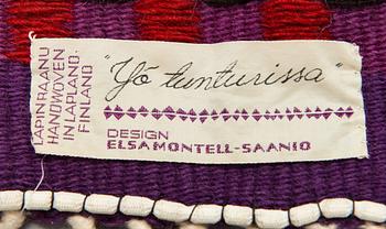 Elsa Montell-Saanio, A pair of Finnish raanu wall textiles, handwoven in Lapland. Circa 172x118 cm and 68x54 cm.