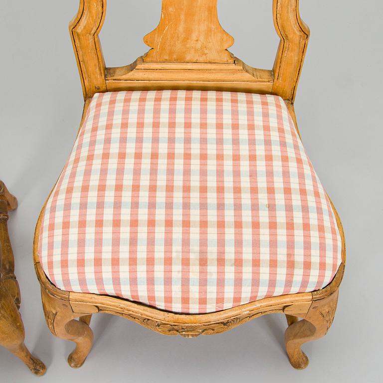 Stolar, snarlika, 8 st, rokoko, 1700-talets mitt.