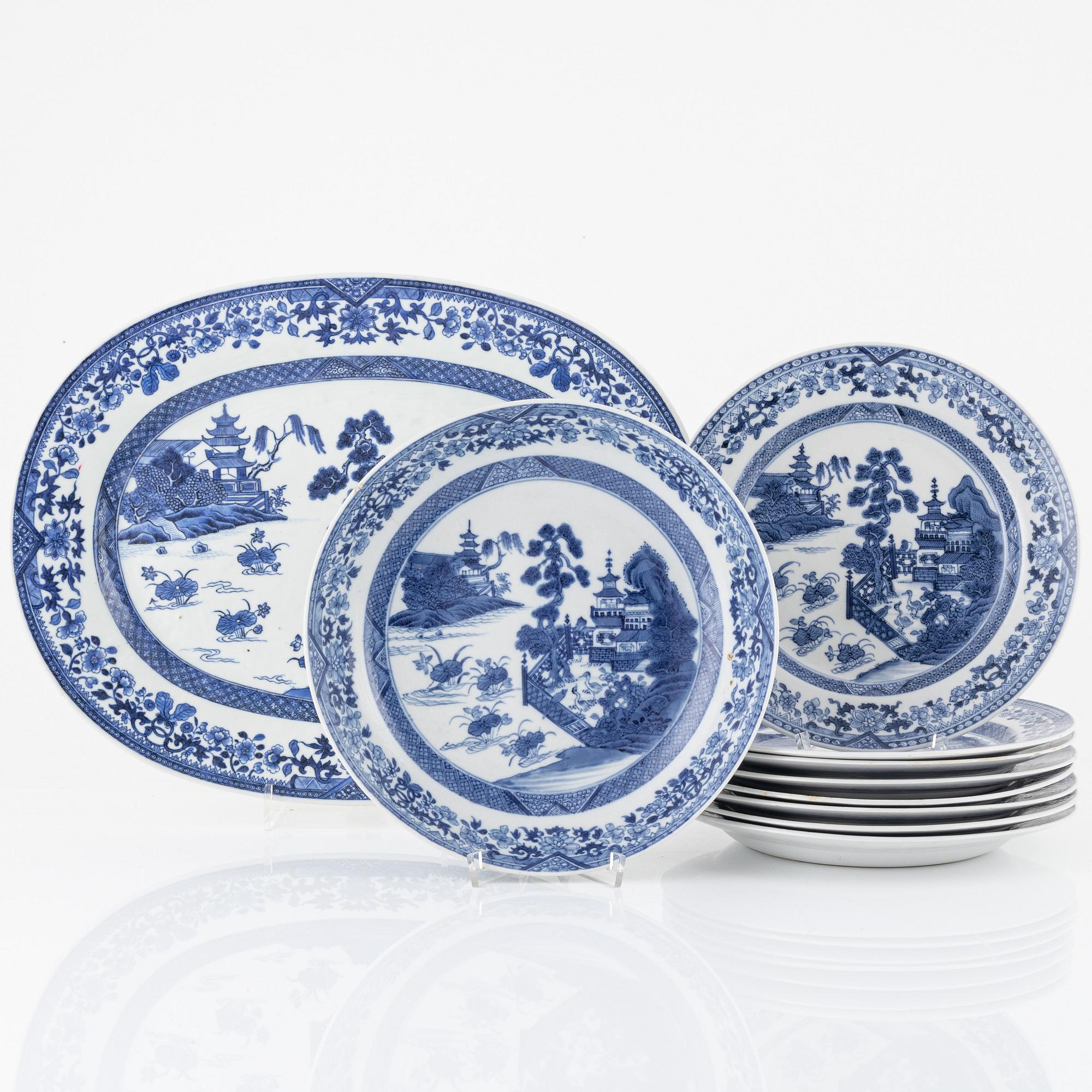 Servisdelar, 10 delar, kompaniporslin. Qingdynastin, Qianlong (1736-95).
