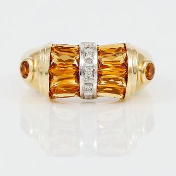 RING, gula citriner samt mindre diamanter.