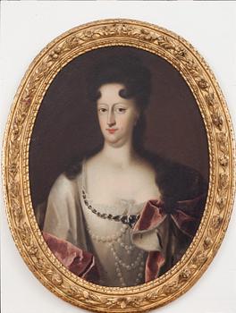 OKÄND KONSTNÄR, olja på uppfodrad duk, oval, 1700-tal.