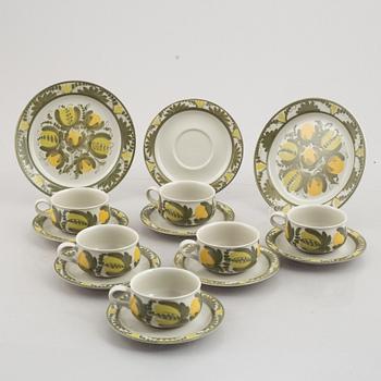 Raija Uosikkinen, eight stoneware coffee service parts, Arabia, Finland, 1960's.