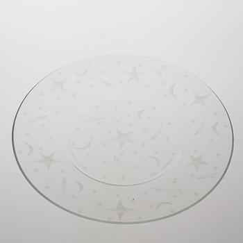 SKÅL med FAT, glas, Edward Hald, Orrefors 1929. "Stjärnhimmelsmönstret".
