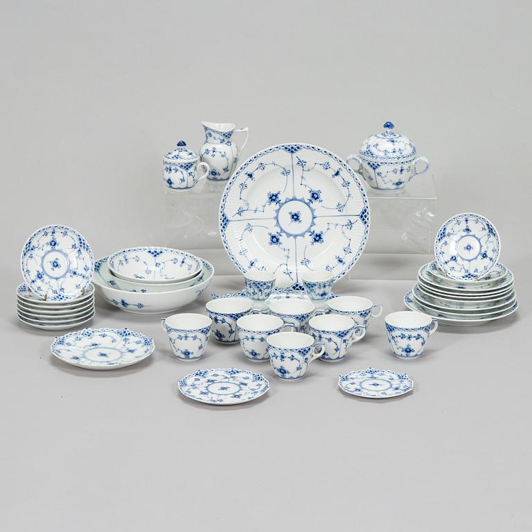 Royal Copenhagen, A 66-piece service "Blue Fluted, Full Lace and Half Lace', Denmark.
