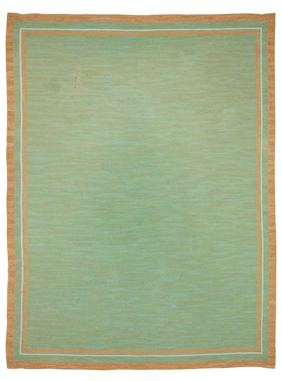 CARPET. Flat weave. 396 x 301 cm. Signed TPB (Textilatelier Polly Björkman).