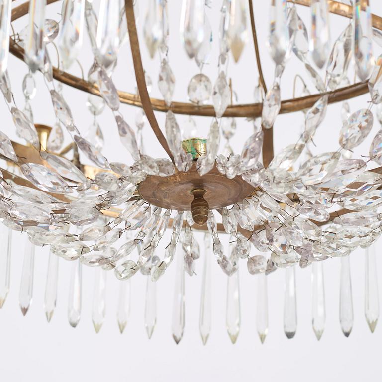 A late Gustavian nine-light chandelier, early 19th century.