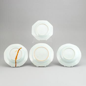 Four blue and white plates, Qing dynasty, Qianlong (1736-95).