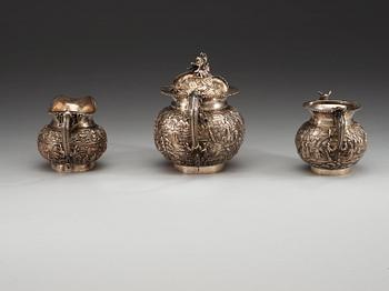 A Chinese silver tea set, late Qing dynasty, end of 19th Century.