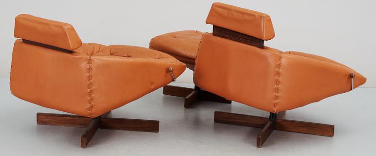 A pair of Percival Lafer armchairs and one ottoman, MP Lafer, Brazil 1960-70's.
