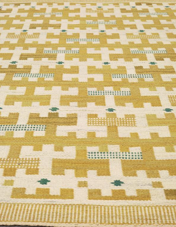 Ann-Mari Lindbom, gift Forsberg, CARPET. "Gulbroka". Flat weave. 210,5 x 132,5-135,5 cm. Signed AB MMF AMF.