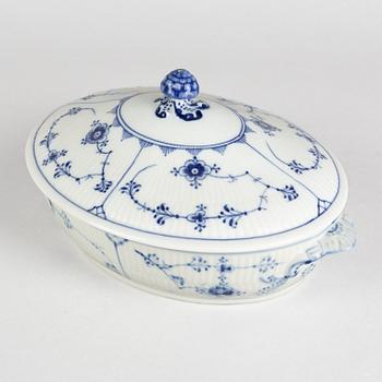 A 'Blue Fluted Plain' porcelain tureen with cover, Royal Copenhagen, model 405, 1966.