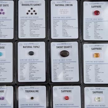 PARTI ÄDELSTENAR, 61 st, fasettslipade och cabochonslipade, 2000-tal.