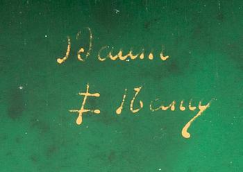 A Daum Frères etched and cut glass vase, decorated in red and gold, Nancy, France 1892.