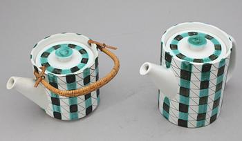 KAFFEKANNA samt TEKANNA, fajans, Stig Lindberg, Gustavsberg, sign.