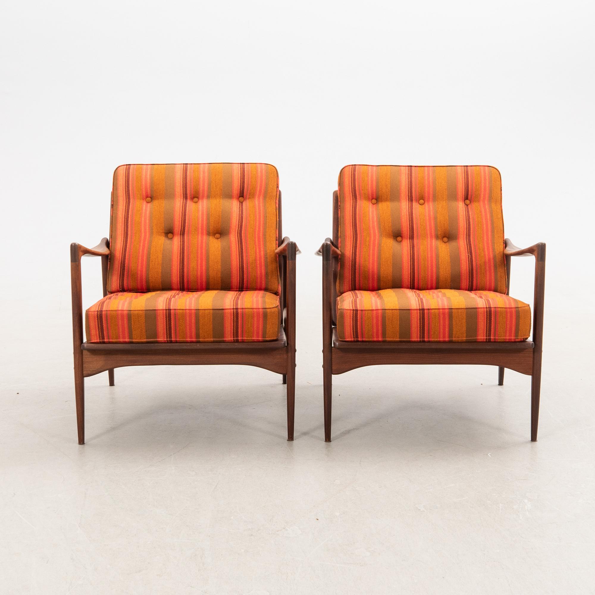 Ib Kofod-Larsen, armchairs, a pair of "Kandidaten" OPE furniture, 1960s.