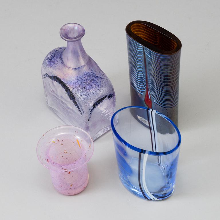 a set of four glass vases by BERTIL VALLIEN.