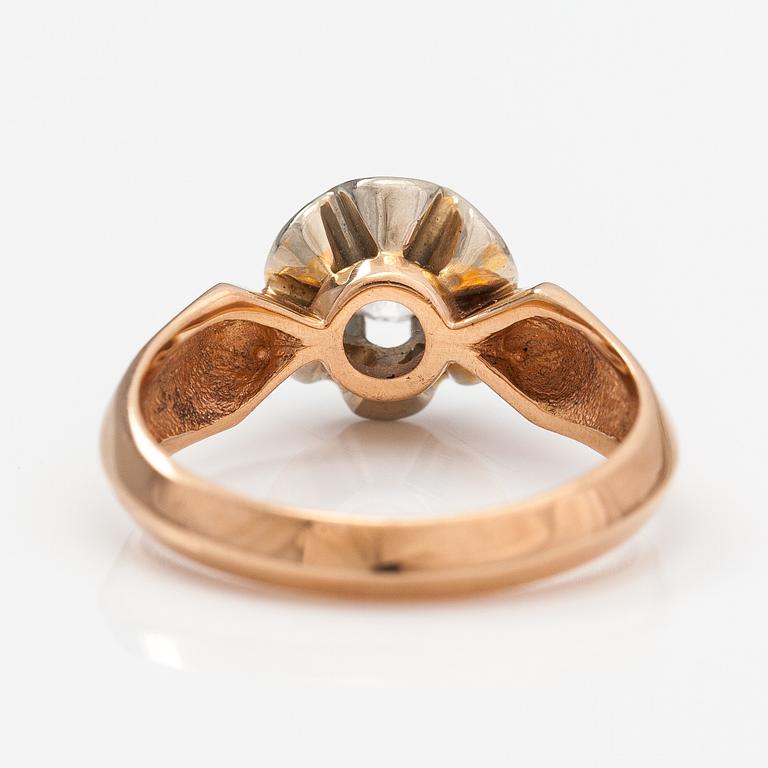 A 14K gold ring with a diamond ca. 0.50 ct. Soviet union.