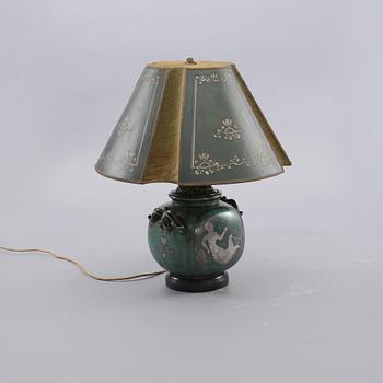 BORDSLAMPA, stengods, troligen "Argenta", Wilhelm Kåge, Gustavsberg, omkring 1900-talets mitt.