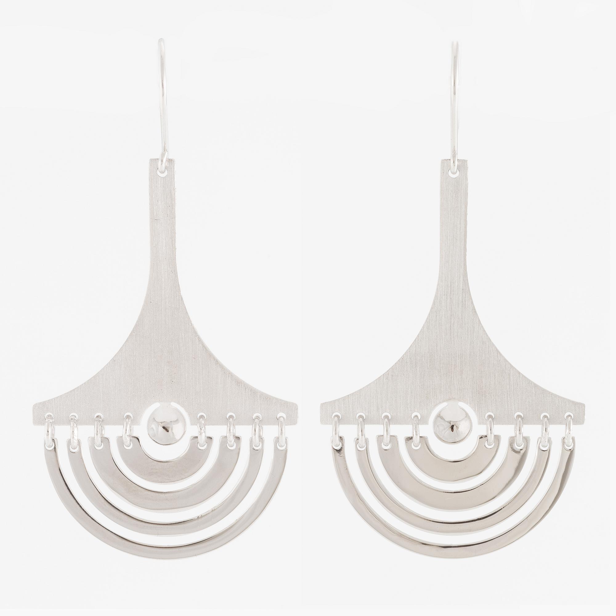 Tapio Wirkkala, a pair of earrings "Moon Crescent", sterling silver, for Kultakeskus.