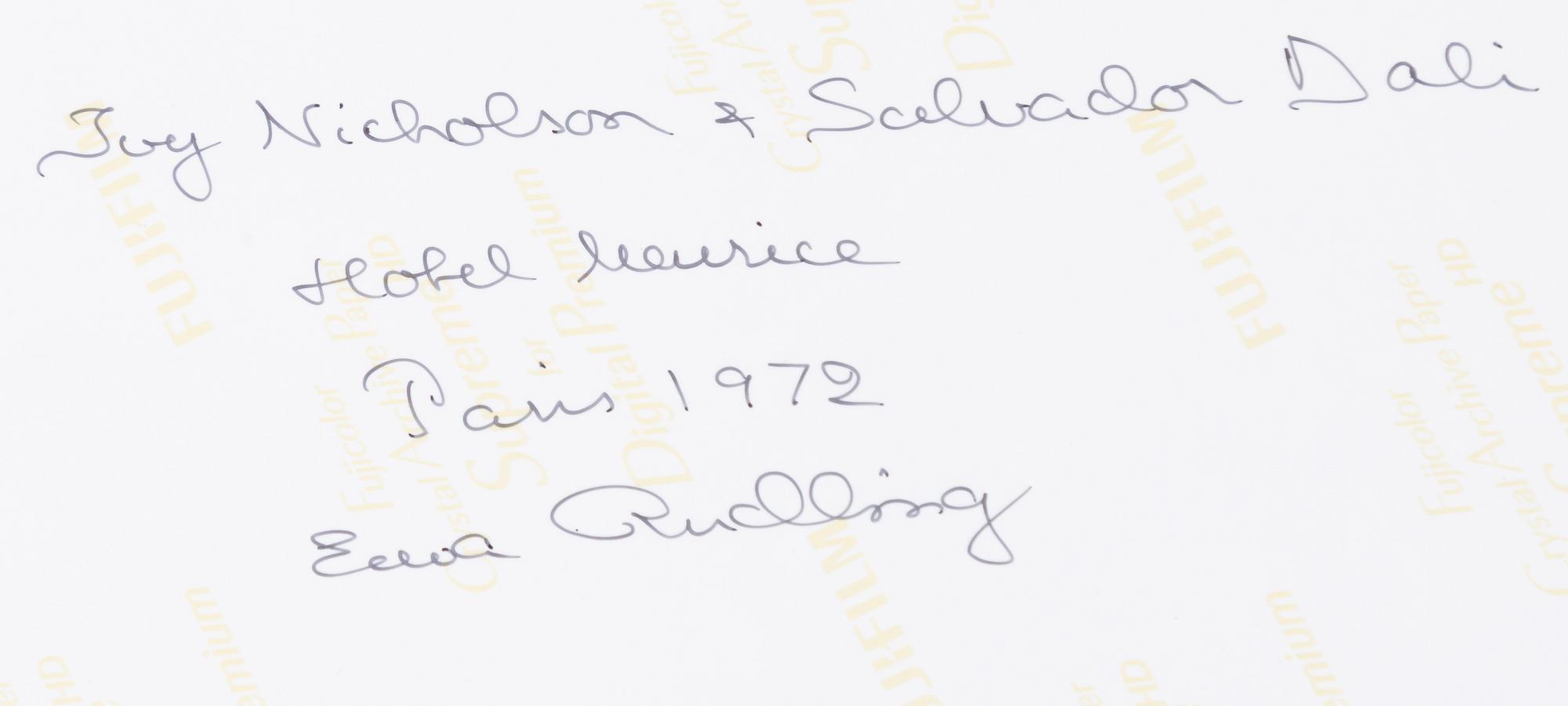 Ewa Rudling, "Joy Nicholson & Salvador Dali, Hotel Meurice, Paris" 1972.