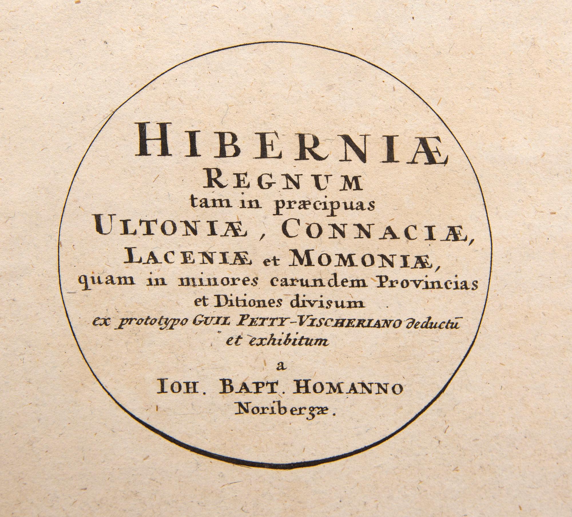 Johann Baptist Homann after, map Ireland, hand colored copper engraving, Nürnberg 18th Century latter part / 19th early.