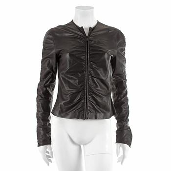 GUCCI, a black leather jacket. Italian size 44.