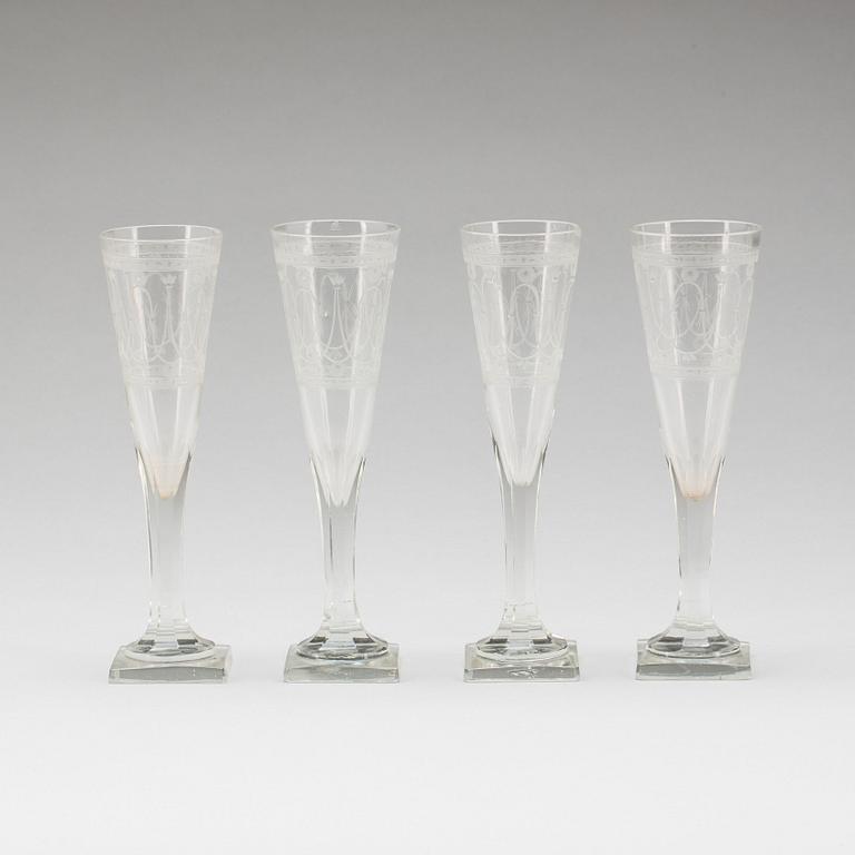CHAMPAGNEGLAS, 4 st, 1800-tal.