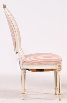 SOFFA samt STOLAR, ett par, gustaviansk stil, 1900-talets första del.