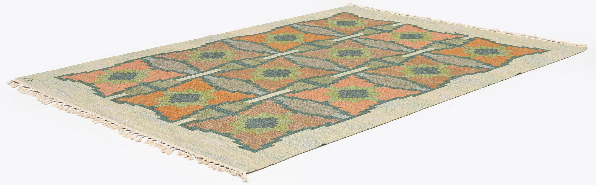 Judith Johansson, a carpet, 'Pors' flat weave, c. 265 x 192 cm, signed JJ.