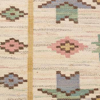 a carpet, "Vit botten", flat weave, ca 241 x 120 cm, signed AB MMF.
