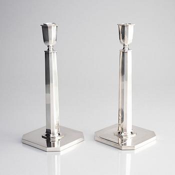 Sven Carlman, a pair of silver candlesticks, Carlman Silversmide AB, Stockholm 1957.