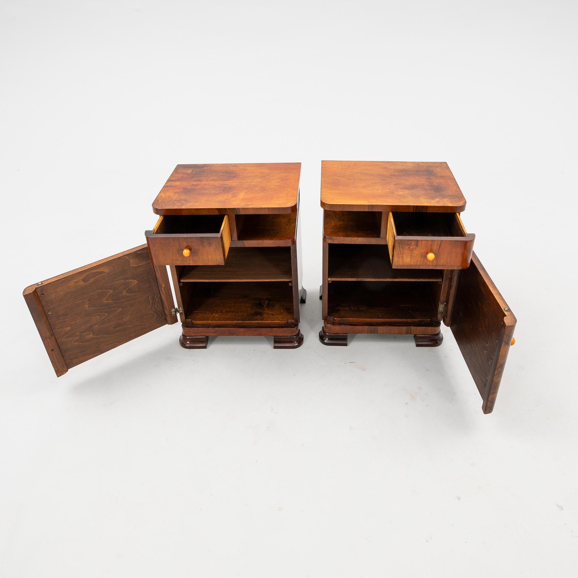 Pair of bedside tables, first half of the 20th century.